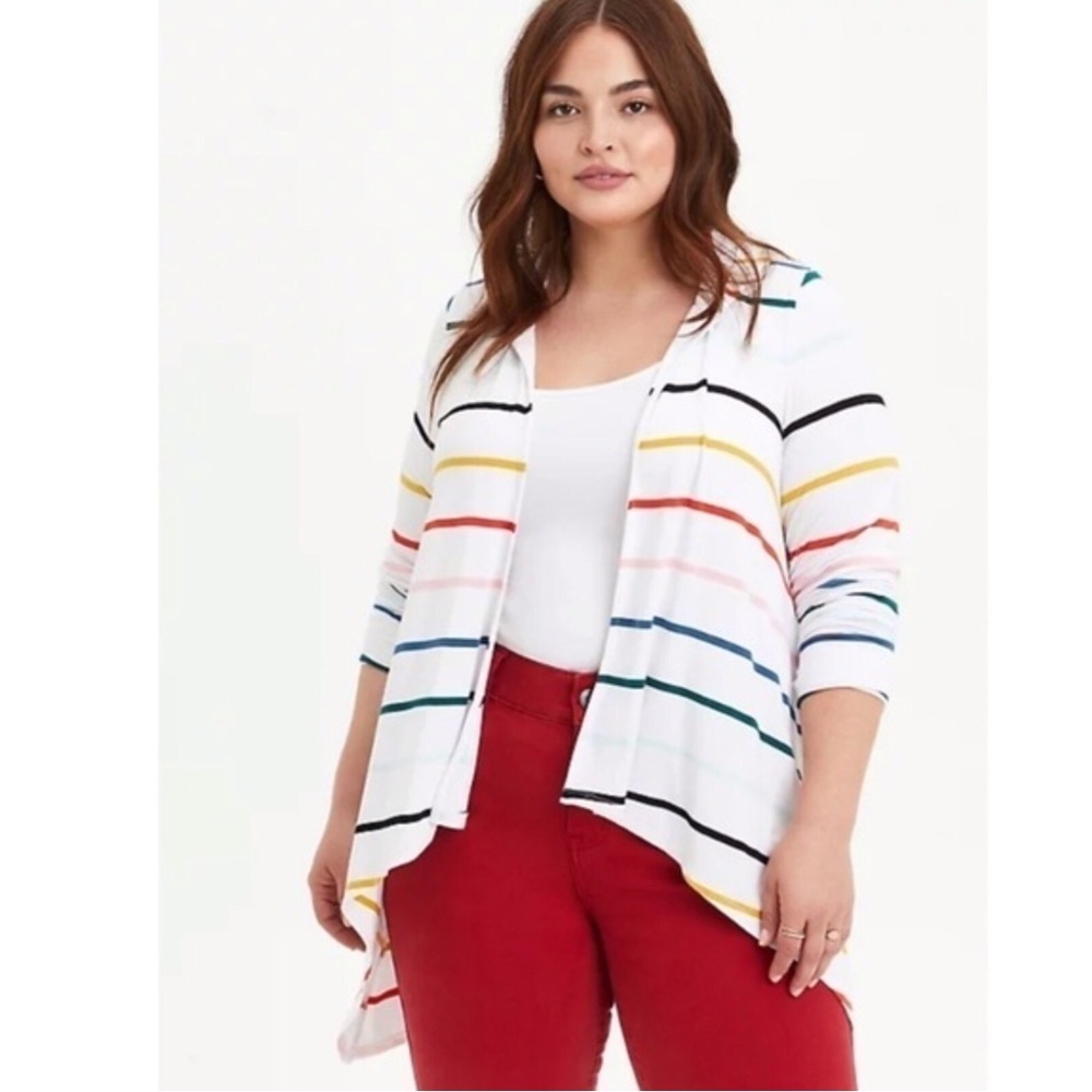 Torrid Super Soft Colorful Striped Open Cardigan size 0
